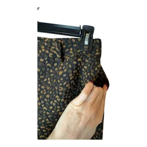 Allen Schwartz Pants Women 0 Black Brown Animal Print Split Hem Flare Trousers‎ thumbnail 5