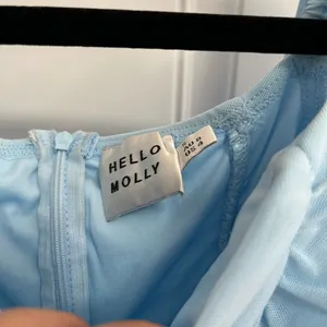 Hello Molly ruched front dress‎ puff sheer sleeves light blue size 4 thumbnail 5