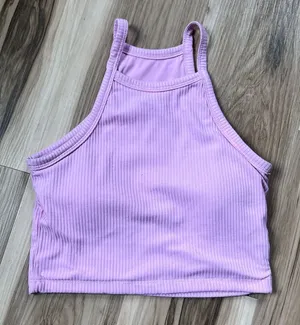 Klassy Network Lilac Ribbed Crop Top with padding size S thumbnail 1