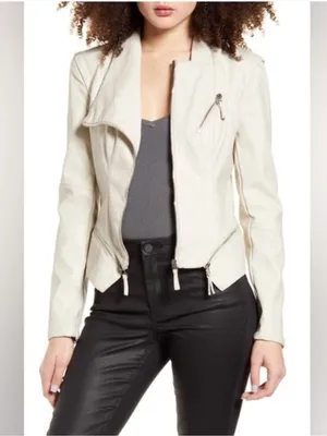 Blank NYC Faux Leather Moto Jacket in Vanilla Latte thumbnail 3