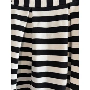 Boden Striped Skirt Woman's Black White Cotton Preppy Minimalist Pockets Size 12 thumbnail 4