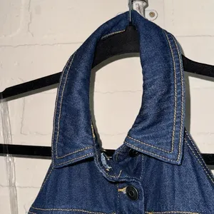 Future Collective dress Alani Noelle halter mini dark denim open back 2 NEW thumbnail 6