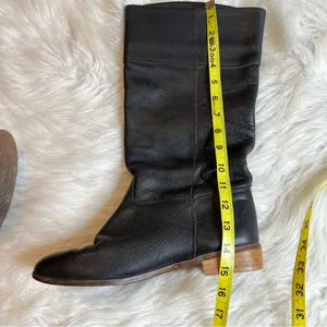Vintage leather Tall Boots Woman’s Size 10 Black Textured thumbnail 10