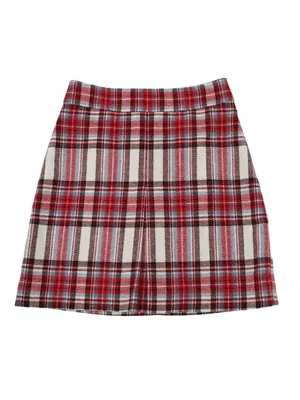NWT J. Crew Nello Gori Inverted Pleated Mini Skirt Red Vintage Plaid Wool 00 thumbnail 4