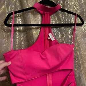 Love J Hot Pink Cut Out Bodycon High Neck Mini Party Club Dress Medium thumbnail 4