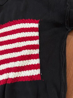 American Flag Textured Sweater S/M Black thumbnail 4
