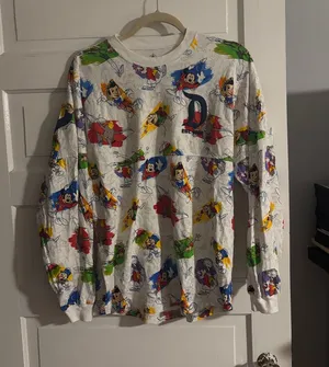 Disney White Long-Sleeve Mickey & Friends Allover Spirit Jersey thumbnail 1