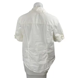 Ann Taylor LOFT Maternity White Collared Short Sleeve Button Down Shirt Top Sz M thumbnail 2