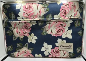 Canvaslife Floral Rose Laptop Sleeve Case Navy Blue Pink White Canvas Bag thumbnail 1