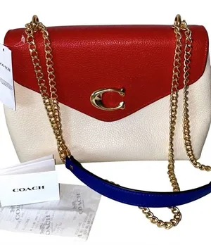 NWT Coach Red and White Leather Crossbody Bag thumbnail 1