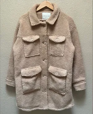 American Eagle Women’s Mid Length Sherpa Teddy Tan Color Coat Size-M thumbnail 1