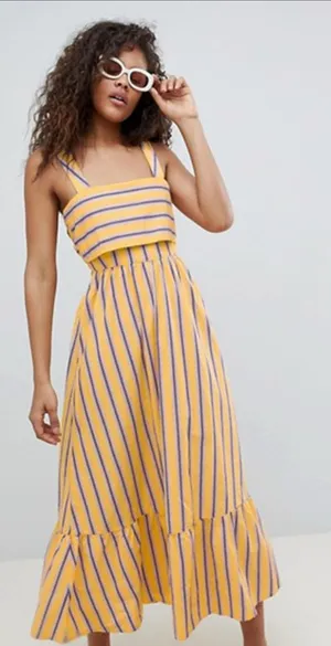 ASOS crop top maxi dress yellow size US 8 thumbnail 1