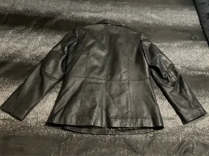 Womens M Marc Mattis Black Genuine Leather Minimalist Moto Full Zip Jacket thumbnail 2