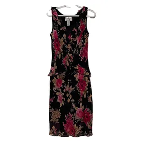 Sheri Martin New‎ York Women's Black Red Tan Sleeveless Dress Size 10 thumbnail 2