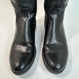 Tommy Hilfiger Leather Riding Boots, Black and Brown Colorblock Design, size 7.5 thumbnail 5
