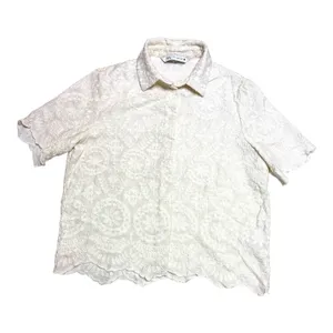 Zara ZW Limited Collection Embroidered Cream Shirt size Medium thumbnail 2