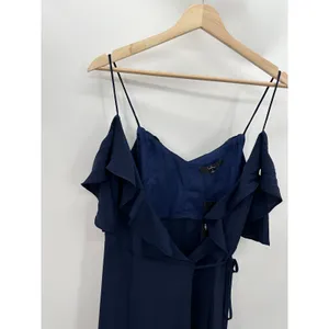 Lulu's Womens Navy Blue Gown Size S Cold Shoulder Wrap‎ Event Party Wedding thumbnail 3