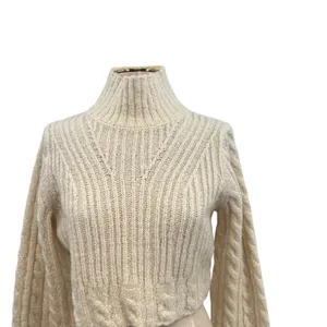 & Other Stories Cable Knit Sweater‎ Cropped Wool Blend Cream Ivory Size Small thumbnail 5