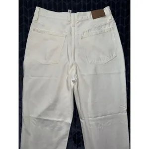 Madewell Women's Ripped Knee Baggy Straight Leg‎ Jeans Raw Hem White Size 29 thumbnail 6