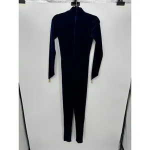 Dance Sophisticates Millie Royal Blue Velvet Mock Neck Long Sleeve Unitard Sz S thumbnail 2