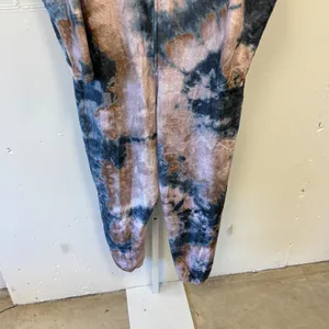 Natural Life Tie Dye Fleece Jumpsuit Pajamas One Piece Blue Tan Size M One Piece thumbnail 5
