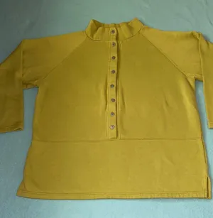 UNBRANDED mock neck chartreuse long sleeve half button sweatshirt NEW size XL thumbnail 1