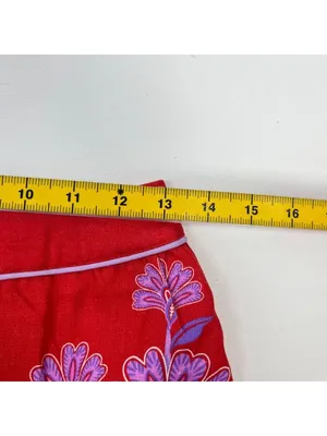 NWOT Farm Rio Red Porcelain Garden Scalloped Linen Midi Skirt Size XS thumbnail 10