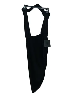 Norma Kamali Cross Halter Side Drape Black Gown Dress Size M NWT thumbnail 5