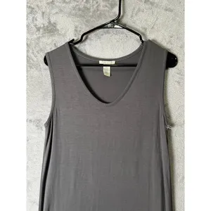 White + Warren Soft VNeck Tank Dress Flint Gray Sleeveless Jersey Knit Small New thumbnail 2
