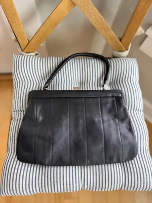 Vintage 60s 70s Black Leather Shoulder Bag Purse thumbnail 8