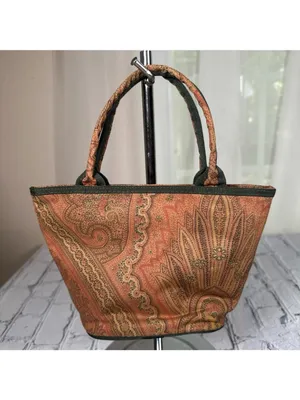 ETRO Paisley Mini Libra Hand Bag Tote Small Nylon Clasp Fabric Pattern Authentic thumbnail 6
