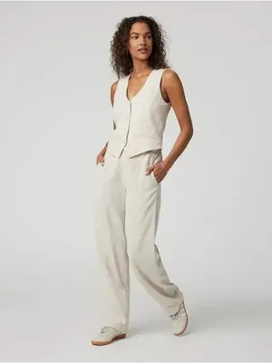 VUORI Coastline Milkweed Cream Pants 100% Lyocell Size Small LIKE NEW Small thumbnail 2