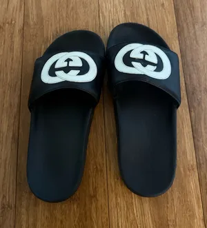 Gucci Slides Rubber GG Interlocking Logo Sandals thumbnail 1