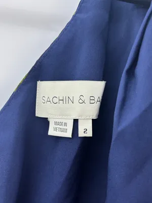 Sachin and Babi Keely One Sleeve Printed Gown Ocean Blue Magnolia thumbnail 3