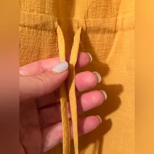 Lulus Mustard Yellow 100% Cotton Flowy/Gauzy Lightweight Mini Dress - Size M NWT thumbnail 5