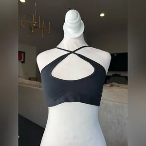 Motel Rocks Black Crop Top with Cross-Back Design thumbnail 2