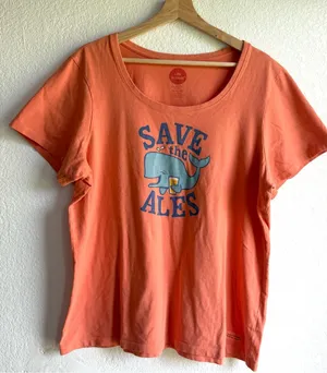 Life is Good Womens Crusher Tee Classic Fit Whale Save the Ale Size XL thumbnail 1
