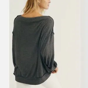 Free People NWT ‘Main Squeeze’ gray oversized cozy slouch top, size medium thumbnail 3
