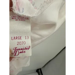 Vintage Jennifer Dale White Floral Lace Satin Sleep Romper Womens Large Lingerie thumbnail 4