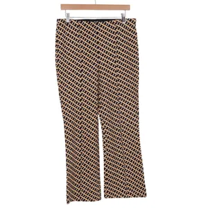 Maeve Pants Womens Medium Flare Geometric Lattice Black Tan Stretch Excellent thumbnail 2