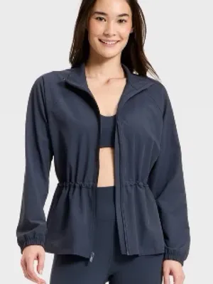 🖤VIVELY Black Running Jacket Full Zip Drawstring Waist Peplum🖤 ~medium 🆕 thumbnail 15