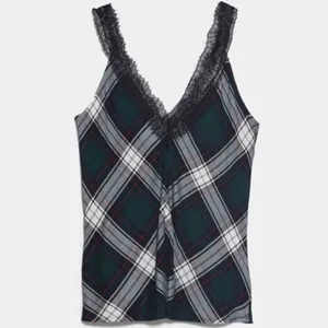 ✨ ZARA plaid lace cami tank top green✨ thumbnail 8