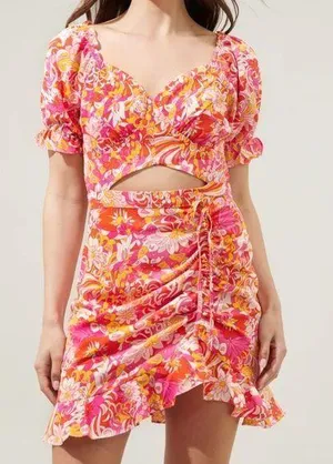 Sugarlips Mellow Groove Mendocino Satin Ruched Cutout Mini Dress thumbnail 1