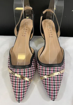 Journee Collection Womens Black & Pink Houndstooth Heels Sz 8 SKU 6376 thumbnail 1