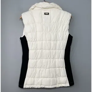 Calvin Klein Vest Size Medium Cream Black Quilted Puffer Performance Moto Preppy thumbnail 5