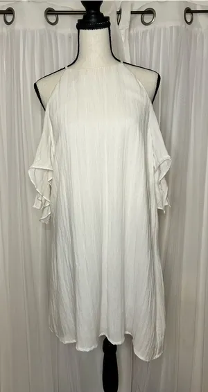 Mustard Seed White Cold-Shoulder Mini Dress thumbnail 1