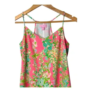 Lilly Pulitzer Silk Shift Dress Womens‎ XS Pink Floral T-Strap V-Neck Mini Silk thumbnail 8