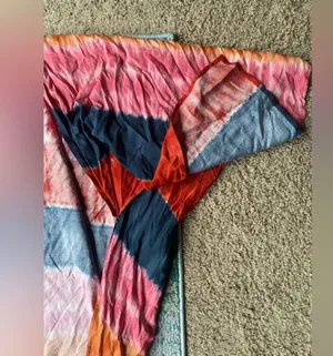 Boutique colorful pink tie dye long kimono wrap, size large thumbnail 3