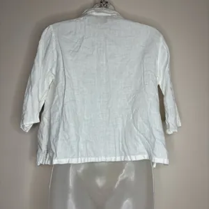 100% pure Linen Boho embroidered tropical white top 4 By Northern Isles thumbnail 3