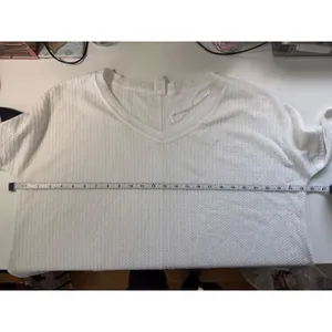 Flawless White Waffle Knit‎ V-Neck Oversized Long Sleeve Top WT8562UB Small thumbnail 4